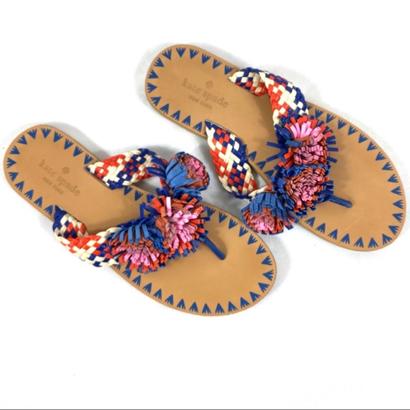 kate spade Shoes - Kate Spade | Idette Pompom Woven Flat Sandal